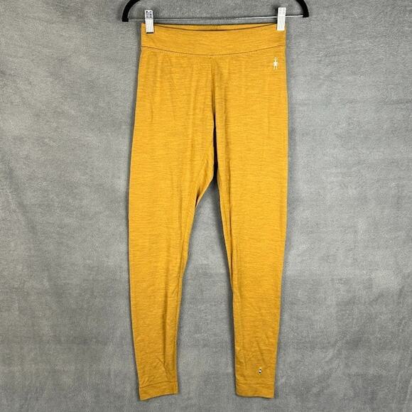 Smartwool Pants Womens Medium Yellow Leggings Baselayer Outdoor Hiking Camping - Picture 1 of 14